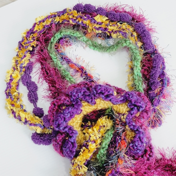 Funky Lady Artsy Unique One-of-a-kind Handmade Flower Scarf - Picture 7 of 12